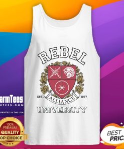 Premium Rebel Alliance University tank top featuring a stylish design for fans of the Star Wars franchise.