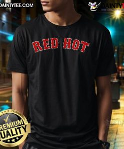 Premium red hot Boston Red Sox T-shirt featuring the team's logo, perfect for fans and casual wear.