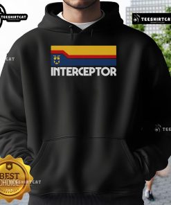 Premium Retro Interceptor Logo Hoodie featuring a stylish design and vibrant colors for a trendy look.