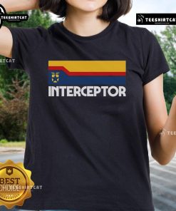 Premium Retro Interceptor Logo Ladies Tee featuring a stylish design perfect for vintage fashion enthusiasts.
