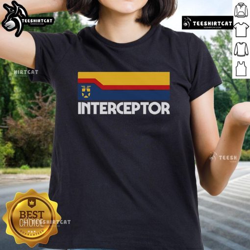Premium Retro Interceptor Logo Ladies Tee featuring a stylish design perfect for vintage fashion enthusiasts.