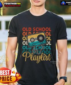 Premium Retro Old School Playlist Cassette Tape Music 80s 90s Vintage T-Shirt featuring nostalgic cassette design.