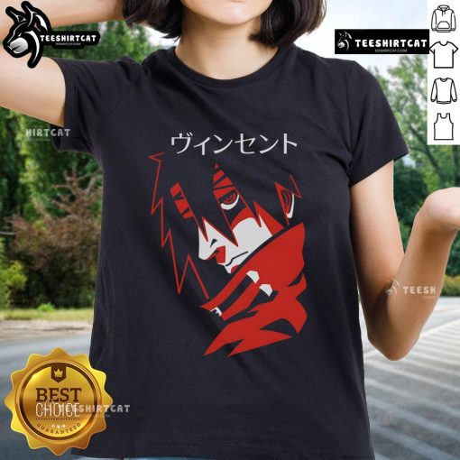 Premium Retro Red Anime Japanese Ladies Tee featuring vibrant graphics and a stylish design for anime enthusiasts.