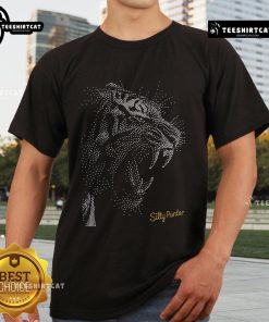 Alt Text: Premium Rhinestone Roaring Tiger Silly Punter Star T-Shirt featuring a bold tiger design with sparkling rhinestones.
