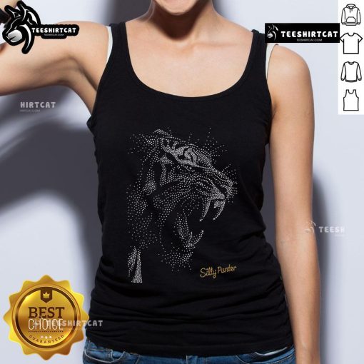 Premium Rhinestone Roaring Tiger Silly Punter Star Tank Top featuring a bold tiger design and sparkling rhinestones.