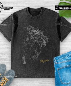 Premium Rhinestone Roaring Tiger Silly Punter Star Washed T-Shirt featuring a vibrant tiger design and sparkling rhinestones.
