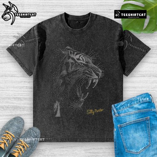 Premium Rhinestone Roaring Tiger Silly Punter Star Washed T-Shirt featuring a vibrant tiger design and sparkling rhinestones.