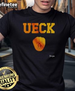 Premium Rip Bob Uecker Mr. Baseball Milwaukee Brewers Logo T-Shirt featuring classic design and vibrant team colors.