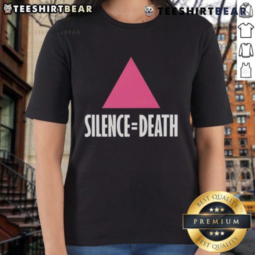 Premium Silence Equal Death Pink Triangle Ladies Tee featuring a vibrant design and comfortable fit for stylish expression.