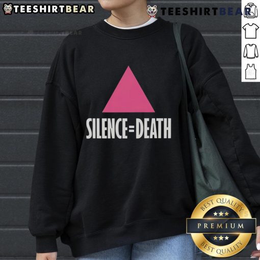 Premium Silence Equal Death Pink Triangle Sweatshirt showcasing a bold pink triangle design on a stylish sweatshirt.