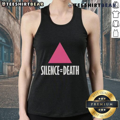 Premium Silence Equal Death pink triangle tank top featuring a bold graphic design for pride and equality.