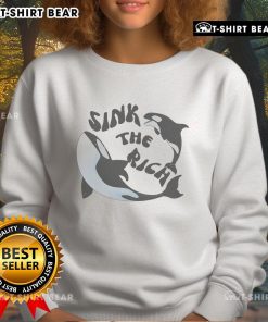 Premium Sink The Rich political meme sweatshirt featuring killer whales design, perfect for eco-conscious activists.
