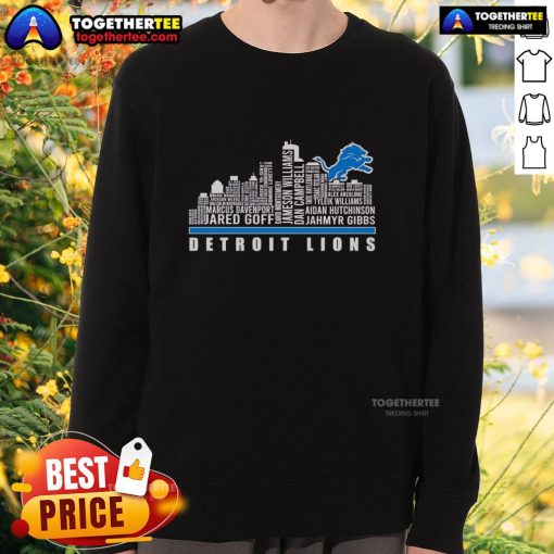 Premium Skyline Detroit Lions Players Name Sweatshirt featuring team colors and logo for fans and supporters.
