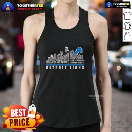 Premium Skyline Detroit Lions players name tank top featuring vibrant team colors and stylish design for fans.