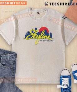 Alt Text: Premium Skyline On My Mind Sunset Washed T-Shirt in vibrant colors, showcasing a stylish sunset design and soft fabric.