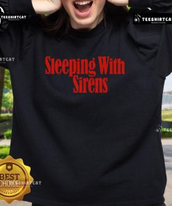 Premium Sleeping With Sirens serif text logo sweatshirt in black, perfect for fans of the band and stylish comfort.