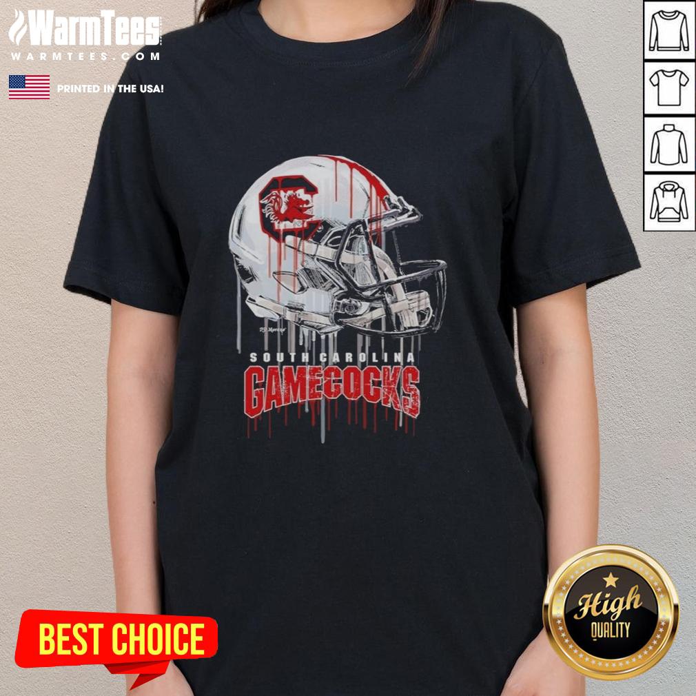 Premium South Carolina Gamecocks Dripping Football Helmet Ladies Tee Premium South Carolina Gamecocks dripping football helmet ladies tee, perfect for game day and showcasing team spirit.