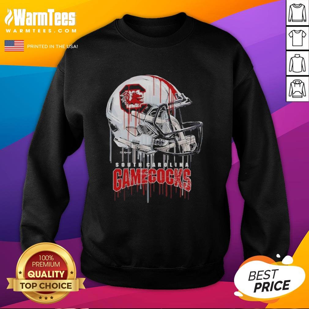 Premium South Carolina Gamecocks Dripping Football Helmet Sweatshirt Alt Text: Premium South Carolina Gamecocks dripping football helmet sweatshirt featuring bold team colors and logo.