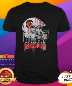 Premium South Carolina Gamecocks dripping football helmet t-shirt showcasing team spirit and style for fans.