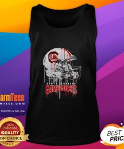 Premium South Carolina Gamecocks dripping football helmet tank top for fans, featuring vibrant team colors and design.