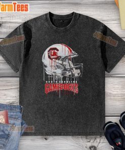 Alt Text: Premium South Carolina Gamecocks dripping football helmet washed t-shirt, perfect for fans and game day attire.