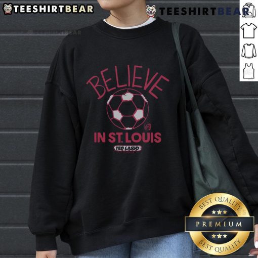 Premium St. Louis CITY SC Homage MLS x Ted Lasso Believe Sweatshirt featuring stylish design and vibrant team colors.