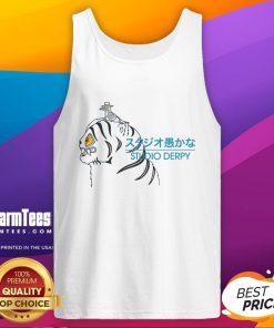 Alt Text: Premium studio tank top featuring a playful Derpy Tiger and Sussie Magpie design for unique fashion lovers.