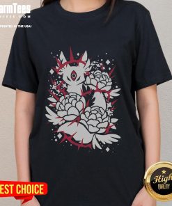 Premium stylized mythical creature graphic on a ladies tee, perfect for showcasing your softness and unique style.