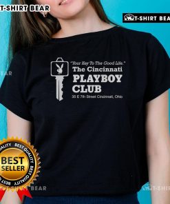 Premium Cincinnati Playboy Club Ladies Tee featuring stylish design and comfortable fit for fans of the iconic brand.