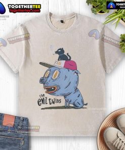 Premium The Evil Twins washed t-shirt featuring a unique graphic design, perfect for casual and trendy outfits.