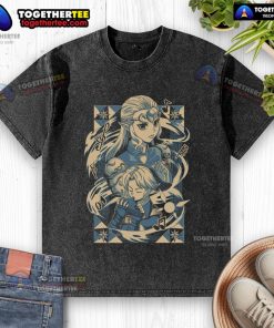 Premium The Legend of Zelda t-shirt featuring Princess Zelda and Link playing the ocarina in anime style.