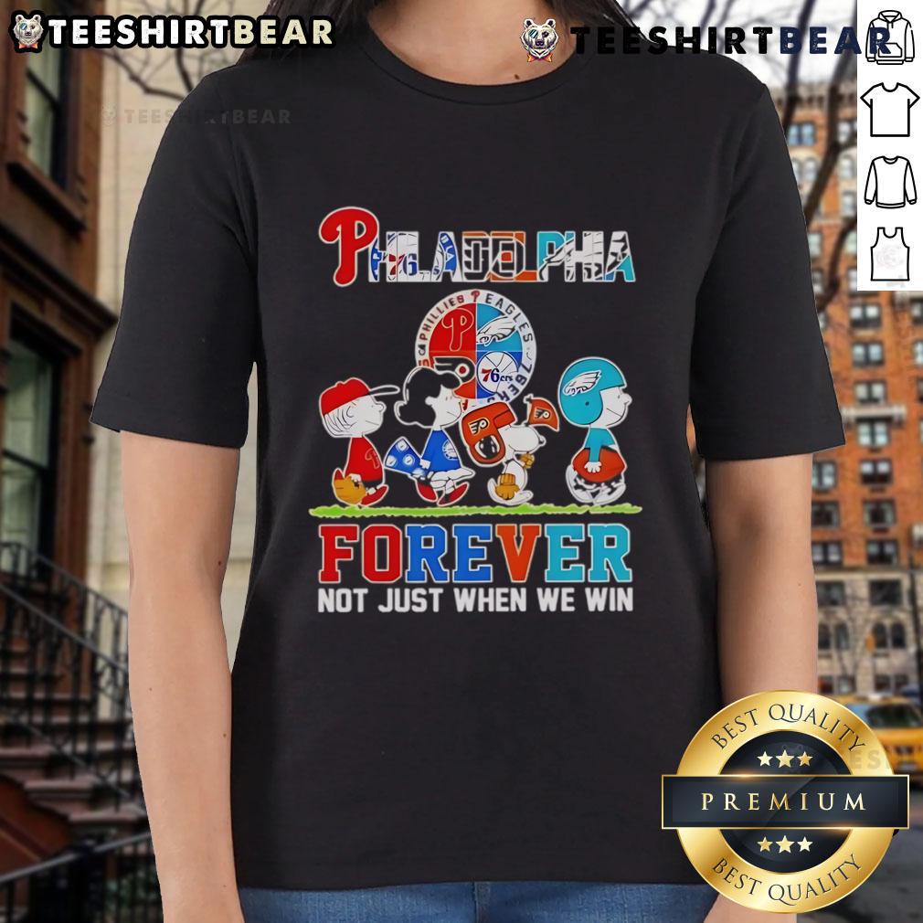 Premium The Peanuts Philadelphia Sport Teams Logo Forever Not Just When We Win Ladies-Tee Premium Peanuts Philadelphia Sports Teams Logo tee for ladies, celebrating loyalty, not just victories.