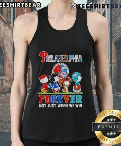 Alt Text: Premium Peanuts Philadelphia sport teams logo tank top, featuring Forever, Not Just When We Win slogan.