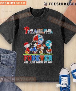 Premium The Peanuts Philadelphia sport teams logo t-shirt, featuring 'Forever Not Just When We Win' design.