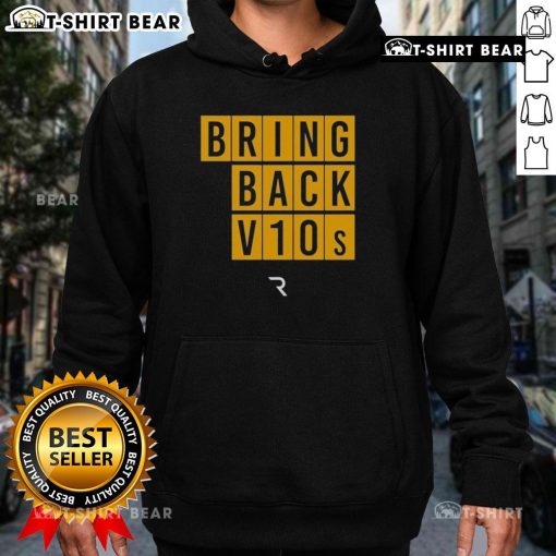 Premium The Race Bring Back V10s Hoodie in black, featuring a stylish design for motorsport enthusiasts.