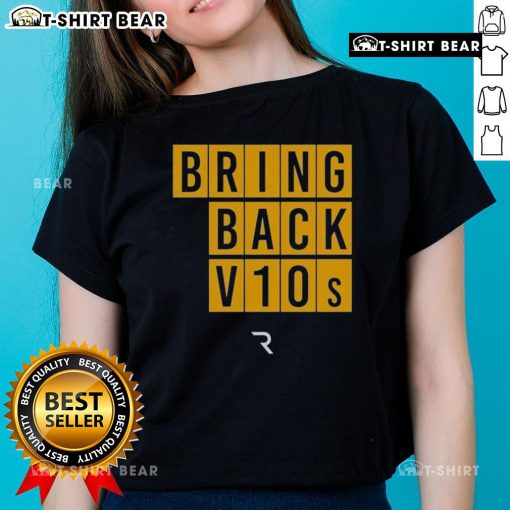 Premium The Race Bring Back V10s Ladies Tee featuring a stylish design perfect for motorsport enthusiasts and casual wear.