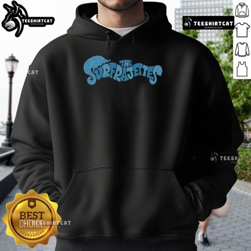 Alt Text: Premium The Surfrajettes Wave Logo Hoodie featuring vibrant wave design, perfect for surf enthusiasts and fashion lovers.