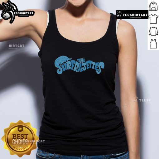 Premium The Surfrajettes Wave Logo Tank Top featuring a stylish wave design, perfect for beach lovers and music fans.