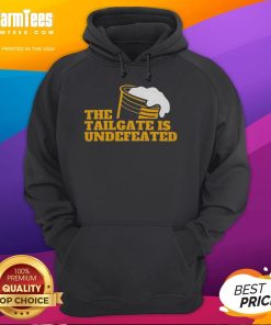 Alt Text: Premium The Tailgate Is Undefeated logo hoodie featuring a stylish design perfect for game day and sports enthusiasts.