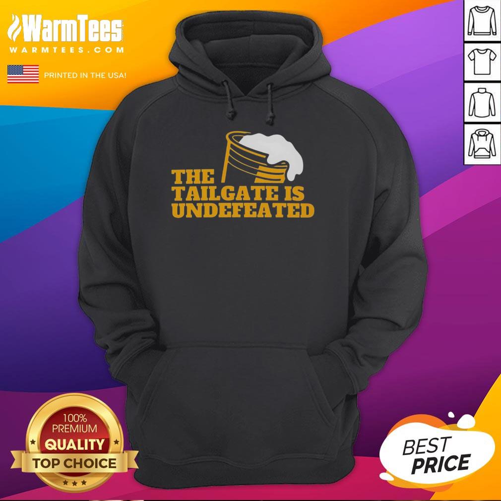 Premium The Tailgate Is Undefeated Logo Hoodie Alt Text: Premium The Tailgate Is Undefeated logo hoodie featuring a stylish design perfect for game day and sports enthusiasts.