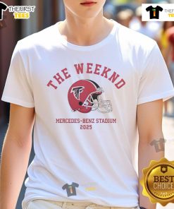 Premium The Weeknd Atlanta Falcons 2025 T-Shirt featuring stylish design and team colors for fans and music lovers.