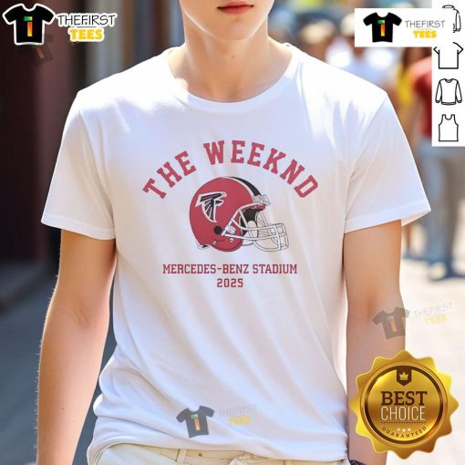 Premium The Weeknd Atlanta Falcons 2025 T-Shirt featuring stylish design and team colors for fans and music lovers.