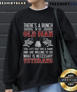 Premium sweatshirt featuring old man veterans in patriotic military design, perfect for honoring service and camaraderie.