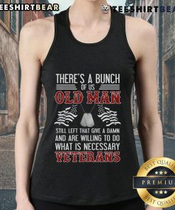 Old man veterans wearing a patriotic military tank top, showcasing pride and camaraderie in their service.