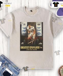 Premium Tim Tebow Greatest CFB Player washed T-shirt featuring bold graphics and a comfortable fit for fans.
