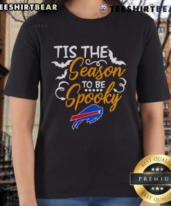Premium Tis The Season To Be Spooky Buffalo Bills Ladies Tee featuring a festive design perfect for game day.