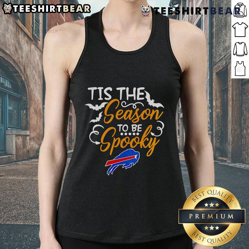Premium Tis The Season To Be Spooky Buffalo Bills Tank Top Buffalo Bills tank top featuring 'Tis the Season to be Spooky' design for Halloween fans and sports enthusiasts.