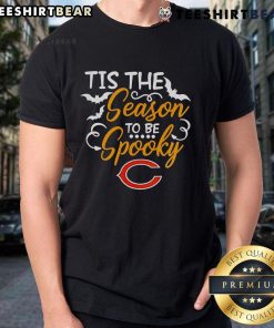 Premium Tis The Season To Be Spooky Chicago Bears T-Shirt featuring festive Halloween design and team colors.