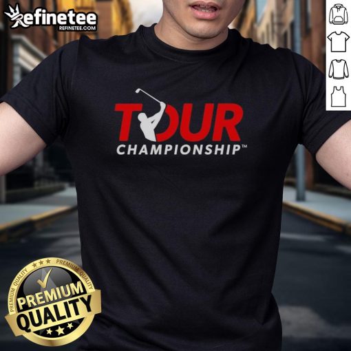 Alt Text: Premium Tour Championship Golf 2025 logo T-shirt featuring a stylish design perfect for golf enthusiasts and fans.