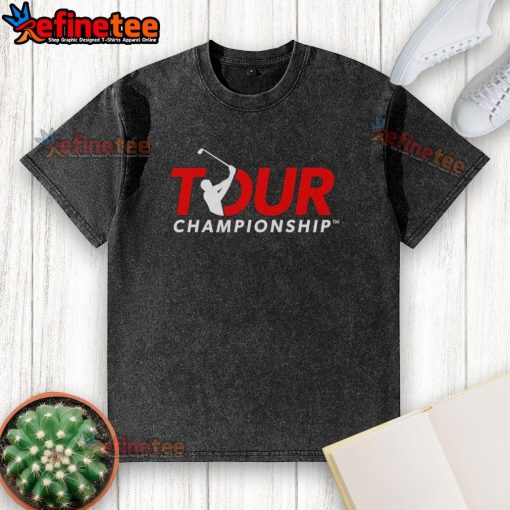 Alt Text: Premium Tour Championship Golf 2025 logo on a stylish washed t-shirt, perfect for golf enthusiasts and fans.